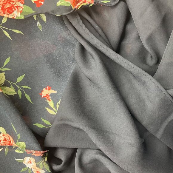 Petite Sophisticate 8P Y2K Black Floral Maxi Dress Sleeveless Fit & Flare Fairy - Picture 10 of 12